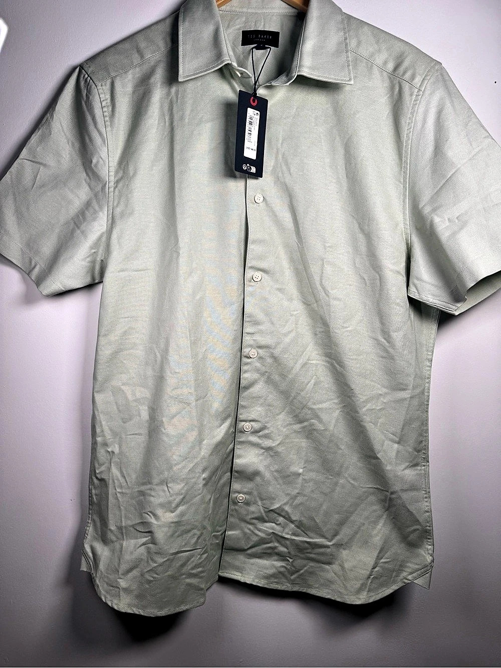 Ted Baker Zenty Short Sleeve Button Down in Green Size 4 NWT